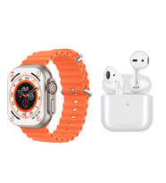 Watch 8 Ultra Tasarımlı T800 Ultra Akıllı Saat 1.99 HD Ekran ve Pro 5 Bluetooth Kulaklık (Turuncu)