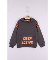 Toontoy Erkek Çocuk Keep Active Baskılı Sweatshirt (Antrasit Melanj)