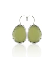 Kadir Jewellery Gümüş Kaplama Fosil Taşlı Küpe -El İşçiliği Ve Hipoalerjenik Küpe (Zeytin Yeşili)