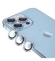 Apple iPhone 13 Pro CL-06 Renkli Taşlı Kamera Lens Koruyucu (Mavi)