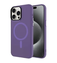 iPhone 15 Pro Max Kılıf Magsafe Şarj Özellikli Buzlu Transparan C-Pro Sert Kılıf (Koyu Mor)