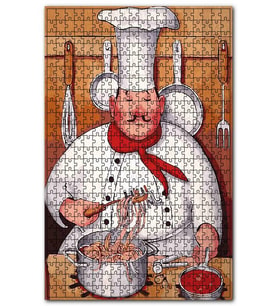 Cakapuzzle Makarna Yapan Aşçı Görseli Puzzle Yapboz MDF (Ahşap) (1000 Parça)