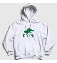 Presmono Unisex Beyaz Göktürk Bayrağı Türk Yazılı Kurt Bozkurt Kapüşonlu Sweatshirt 475019tt (Beyaz)