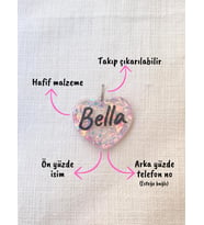 Kalp Şeklinde Kedi/ Köpek- İsimliği/ Künyesi (Lila)