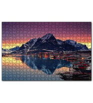 Cakapuzzle Dağ Göl Kasaba Görseli  Puzzle Yapboz MDF (Ahşap) (1000 Parça)