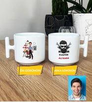 Kişiye Özel Karikatürlü Kuaför Hediye T Kupa Bardak Erkek Kuaföre Berbere Hediye (Beyaz)