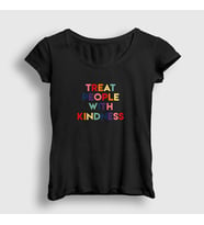 Presmono Kadın Beyaz Treat People With Kindness Harry Styles T-Shirt 318861tt (Siyah)