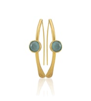 Kadir Jewellery 22 Ayar Altın Kaplama Kadın Taşlı Küpe -El İşçiliği Ve Hipoalerjenik Küpe (Açık Mavi)