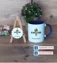 Komando Kupa Bardak Kırmızı ve Ahşap Anahtarlık Hediye (Model 2)