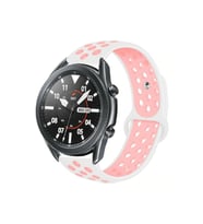 Huawei Gt2 46mm Silikon Delikli Spor Kordon (Beyaz-Pembe)
