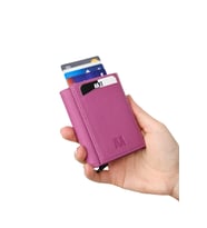 Retro 2660 Hakiki Deri Mekanizmalı Unisex Cüzdan (Pembe)