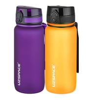 Uzspace 2'li Tritan Matara Seti 650 ml 14 Farklı Renk Seçeneği FiftyFifty (Mor-Turuncu)