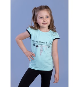 Toontoy Kız Çocuk Sim Baskılı Yarım Kollu T-Shirt (Mint Yeşili)