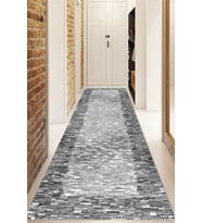 Dijital Baskılı Kaymaz Taban Yıkanabilir Modern Yolluk Ve Koridor Halısı NDU-SD-239 (Gri)
