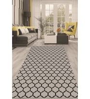 Dijital Kaymaz Taban Yıkanabilir Modern Renkli Salon Halısı Mutfak Halısı Yolluk ND-HT-545 (Gri - Siyah - Beyaz)