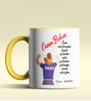 Kişiye Özel Canım Babam Mesajlı Tasarımlı Siyah Kupa Bardak (Sarı)