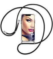 Realme 6i Kılıf Boyun Omuz Askılı İpli Şeffaf Silikon (Beyaz)