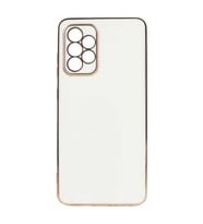 Samsung Galaxy A52 Kılıf Kenarları Gold Kamera Korumalı Renkli Pastel Silikon Açık Yeşil BARK (Beyaz)