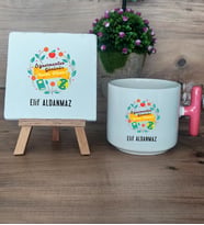 Öğretmenler Günü Hediyesi Hediye Seti Kupa Bardak T Kulplu ve Dekoratif Taş Öğretmenler Günü Hediyesi (Model 4)