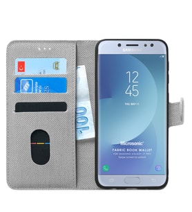 Samsung Galaxy J7 Pro Kılıf Fabric Book Wallet (Gri)