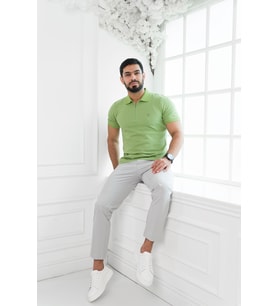 Paul Martin Fermuarlı Polo Yaka %100 Pamuk Regular Fit T-shirt (Yeşil)