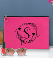 BK Gift Kişiye Özel Harfli Astarlı Portföy Çanta 30x21cm(12 Renk Seçeneği), Baskılı El Çantası, Organizer Çanta (Fuşya)