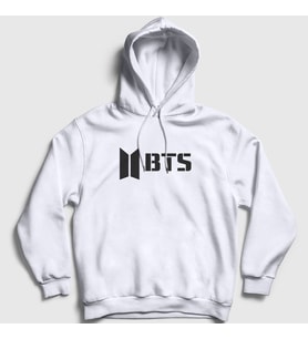 Presmono Unisex Gri Logo Bts Kapüşonlu Sweatshirt 22435tt (Beyaz)