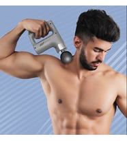 Masaj Tabancası Kas Masajı Vücut Relax Elektrikli Terapi Tabancası Doku Perküsyon Masaj Aleti (Gümüş)