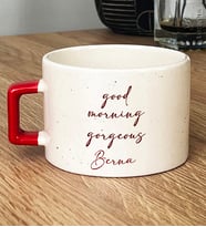 Kişiye Özel Good Morning Gorgeous Hediye Lüks Fincan Sevgiliye Hediye (Kırmızı)