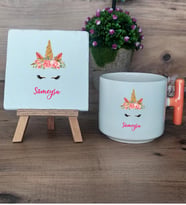 Unicorn Hediye Seti Kupa Bardak T Kulplu ve Dekoratif Taş Arkadaşa Kız Kardeşe Hediye (Model 7)