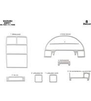Meriç® Suzuki Swift Ön Torpido Kaplama Maun 8 Parça 1991-1996 (Alüminyum)