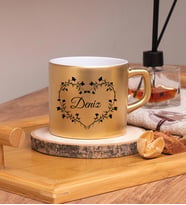Kişiye Özel Tasarımlı Renkli Nescafe/Çay Fincanları 220 ML & Model No SC-1967 (Altın)