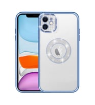 Uyumlu Model Apple iPhone 11 Kılıf Prıltılı Çıkartılabilir Kamera Lens Korumalı Esta Kapak (Mavi)