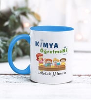 Kimya Öğretmeni Tasarımlı Kişiye Özel Kupa Bardak (Mavi)