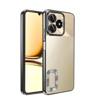 Realme Note 50 Kılıf Logo Yeri Açık Kamera Lens Önü Korumalı Renkli Kenarlı Şeffaf Silikon (Siyah)