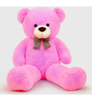 80 cm Papyonlu Peluş Ayıcık - % 100 YERLİ ÜRÜN (Fuşya)
