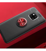 Huawei Mate 20 Pro Kılıf Yüzüklü Magnetli Ravel Case (Siyah-Kırmızı)