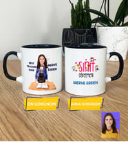 Kişiye Özel Karikatürlü Sınıf Öğretmeni Hediye Kupa Bardak Kadın Sınıf Öğretmenine Öğretmenler Günü Hediyesi (Siyah)