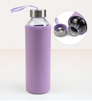 Deri Kılıflı 500Ml Cam Matara (Mor)