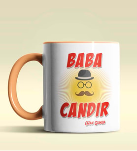 Kişiye Özel Baba Candır Tasarımlı Siyah Kupa Bardak (Turuncu)