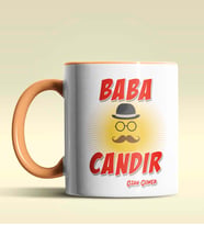 Kişiye Özel Baba Candır Tasarımlı Siyah Kupa Bardak (Turuncu)