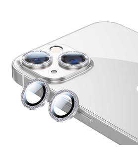 Apple iPhone 13 Mini CL-06 Renkli Taşlı Kamera Lens Koruyucu (Gümüş)