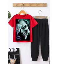 Çocuk Joker Baskılı Alt - Üst Eşofman Takımı (Kırmızı)