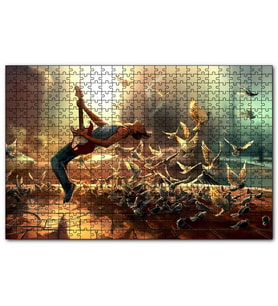 Cakapuzzle Elektrogitar Güvercinler ve Güneş Işıkları  Puzzle Yapboz MDF (Ahşap) (500 Parça)