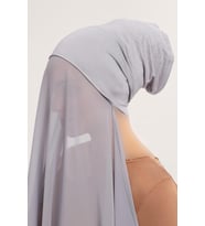 Hazır Pratik Lüks  Boru Boneli Şifon Şal (Gri)