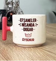 Kişiye Özel Efsaneler Nisanda Doğar Hediye T Kupa Bardak Doğum Günü Hediyesi (Pembe)