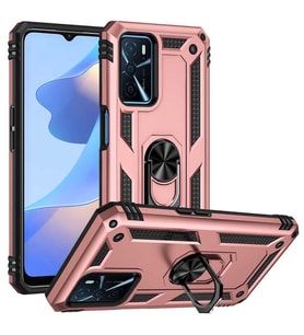 Oppo A16 Kılıf Zore Vega Yüzük Standlı Zırh Kılıf (Rose)