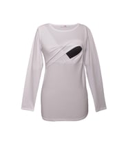 LuvmaBelly 2701-2708 Pamuklu Uzun Kollu Lohusa Emzirme T-Shirt (Beyaz)