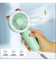El Mini Fan USB Şarj Edilebilir Soğutma Fanları Sevimli Taşınabilir Gece Lambası (Yeşil)