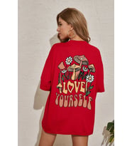 Unisex Love Yourself Baskılı T-shirt (Kırmızı)